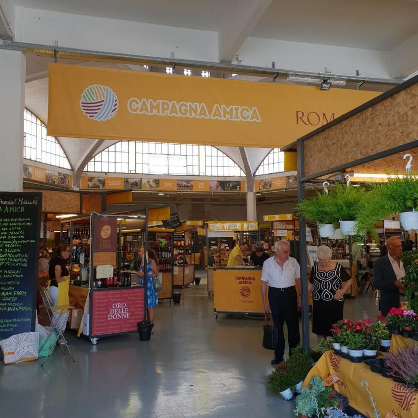 Inside the Campagna Amica farmers market in Rome visited during the Italian Sunday Lunch cooking experience with InRome Cooking