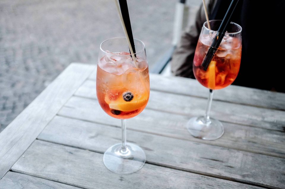 Italian Spritz Aperitivo on a wooden table