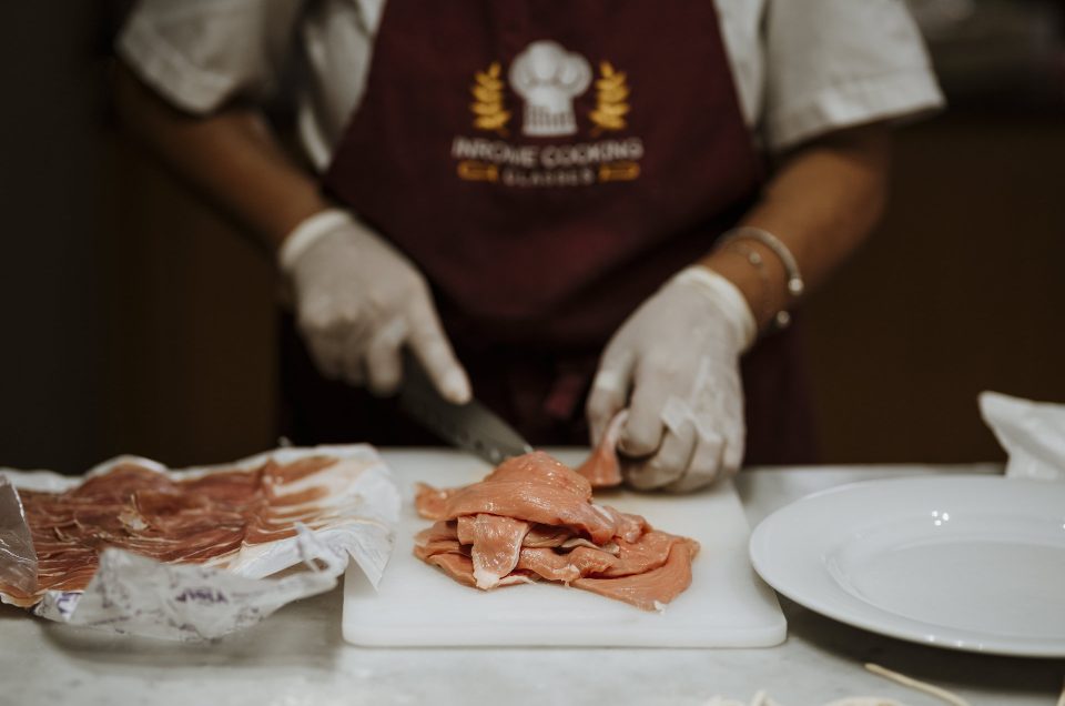 Pix Around Rome Chopping Meat InRome Cooking